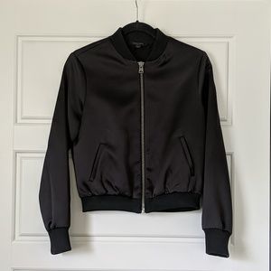 NWOT Allsaints Women's Black Satin Bomber Sz S